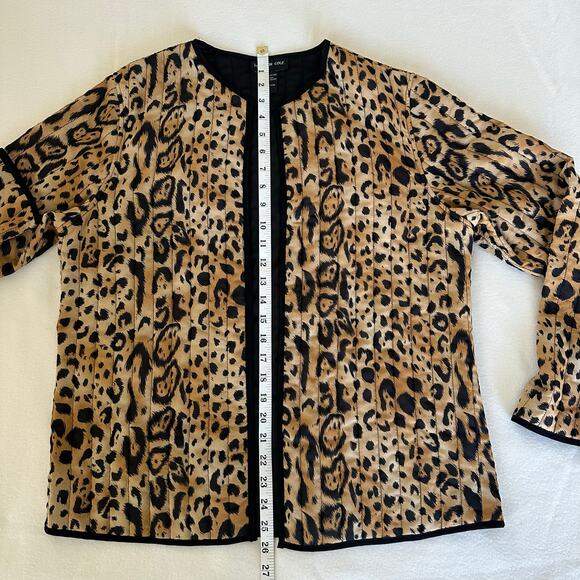 Leopard Print Quilted Open Front Blazer Size L Morgan Cole - Picture 10 of 14